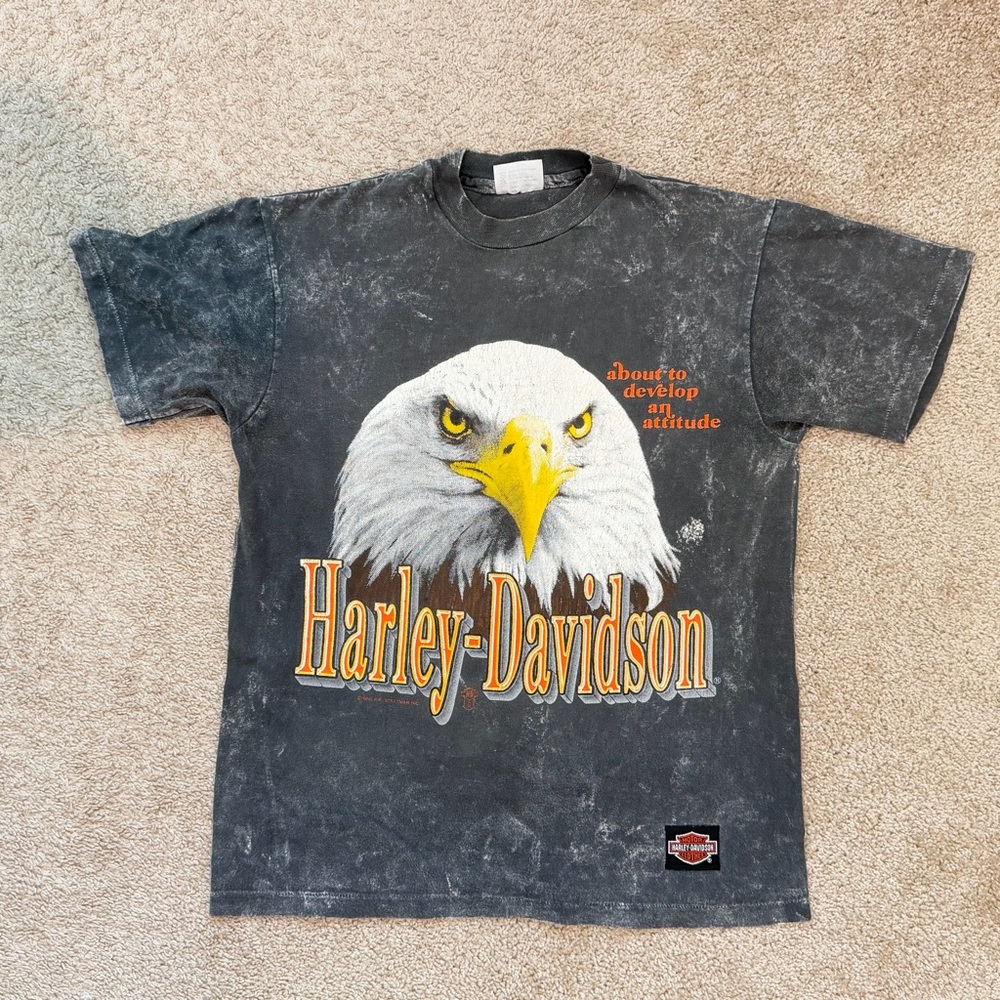 Vtg 1990 Harley Davidson Bald Eagle T-Shirt size Small